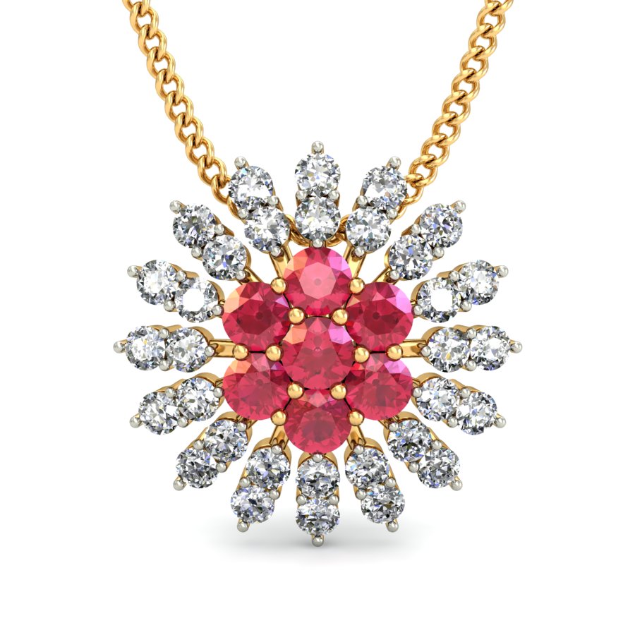 Ruby diamond sale pendant set