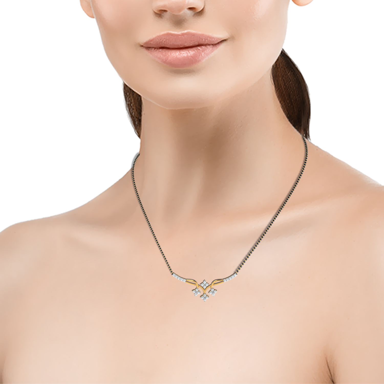 Simple diamond hot sale pendant mangalsutra