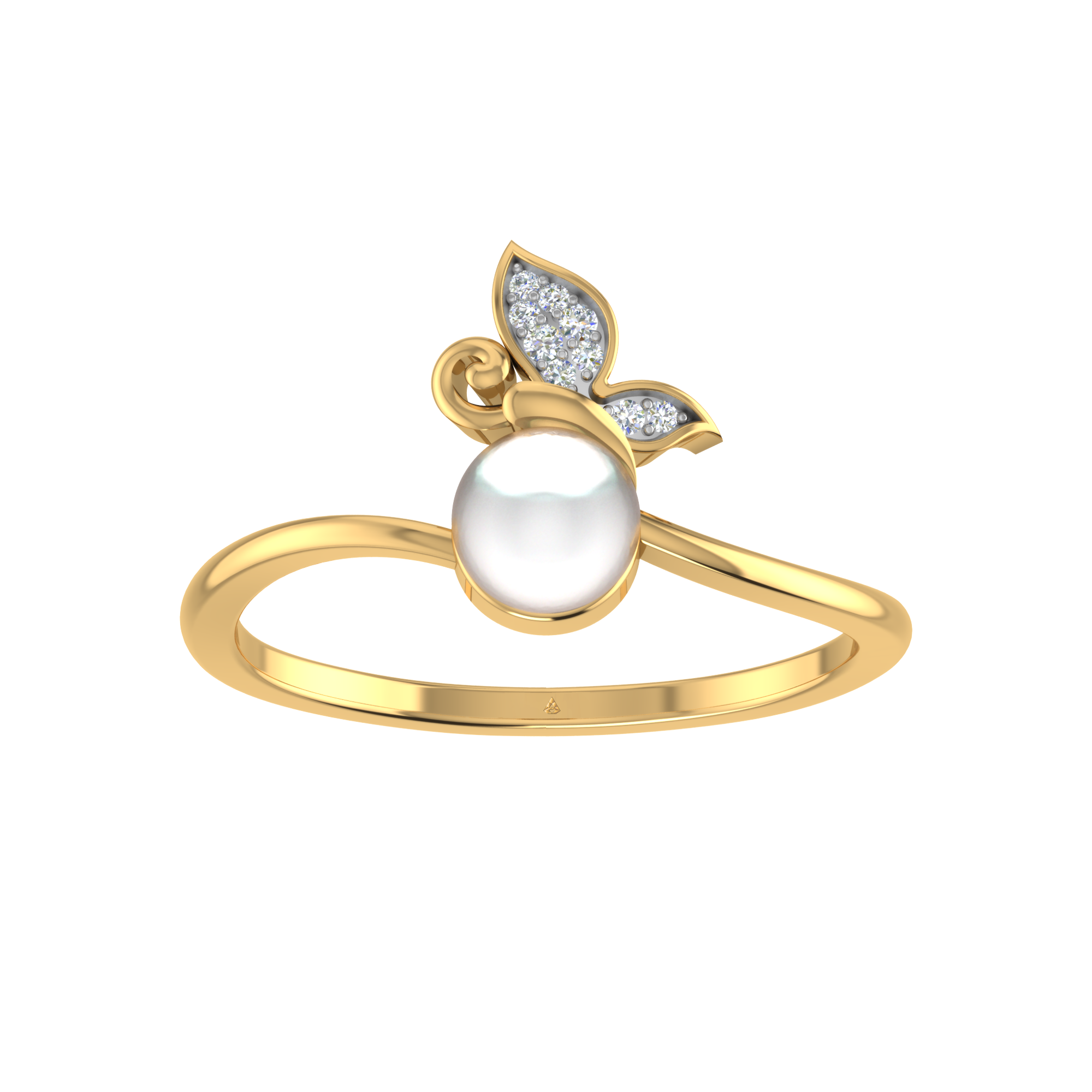 Signature Collection 14k Yellow Gold 6mm Freshwater Pearl Ring with .06cts  Diamonds 45375 - Emerald Lady Jewelry