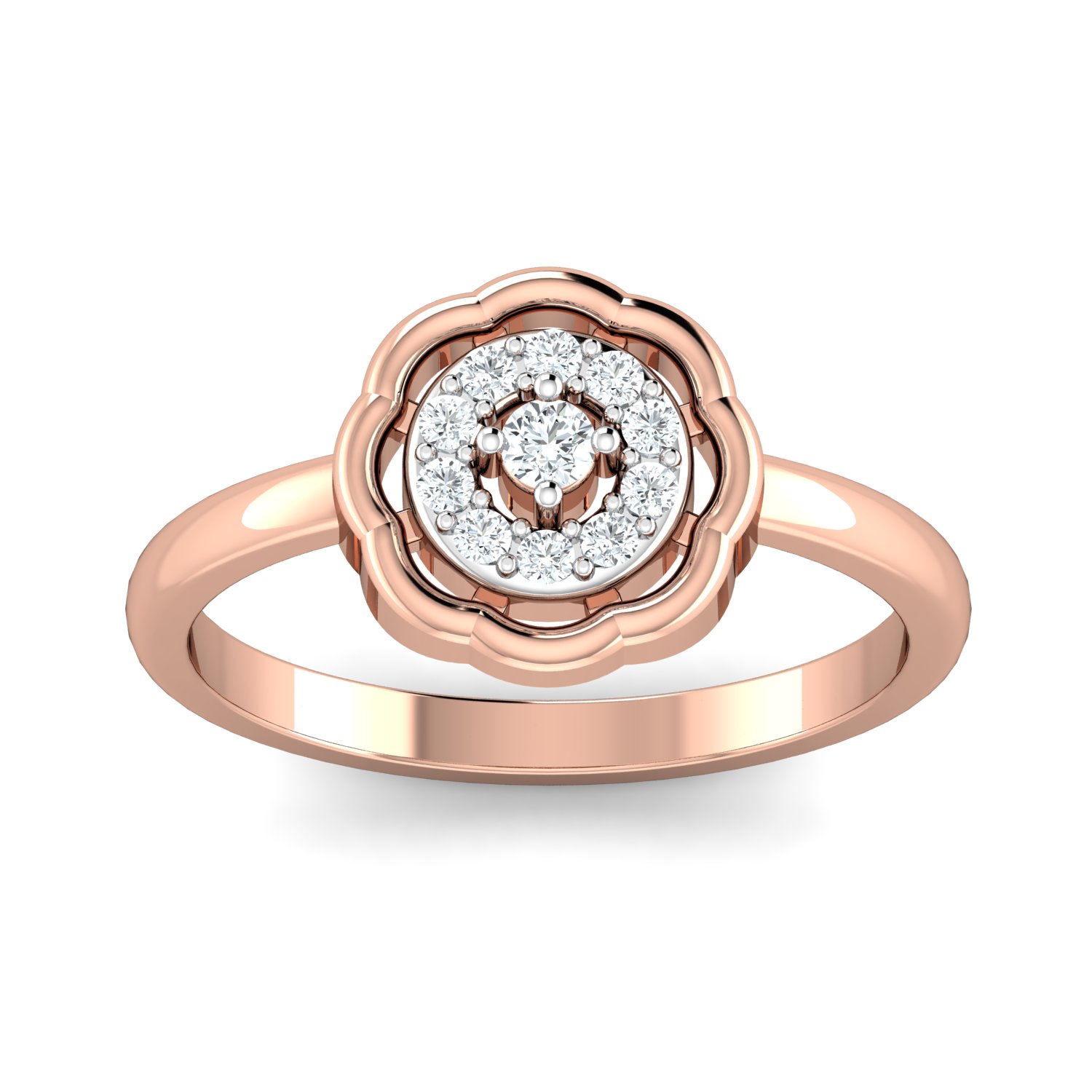 Floral Design Diamond Studded Rhodium Plated Brass Ring for Women and Girls  - SUKAI JEWELS - 3641797