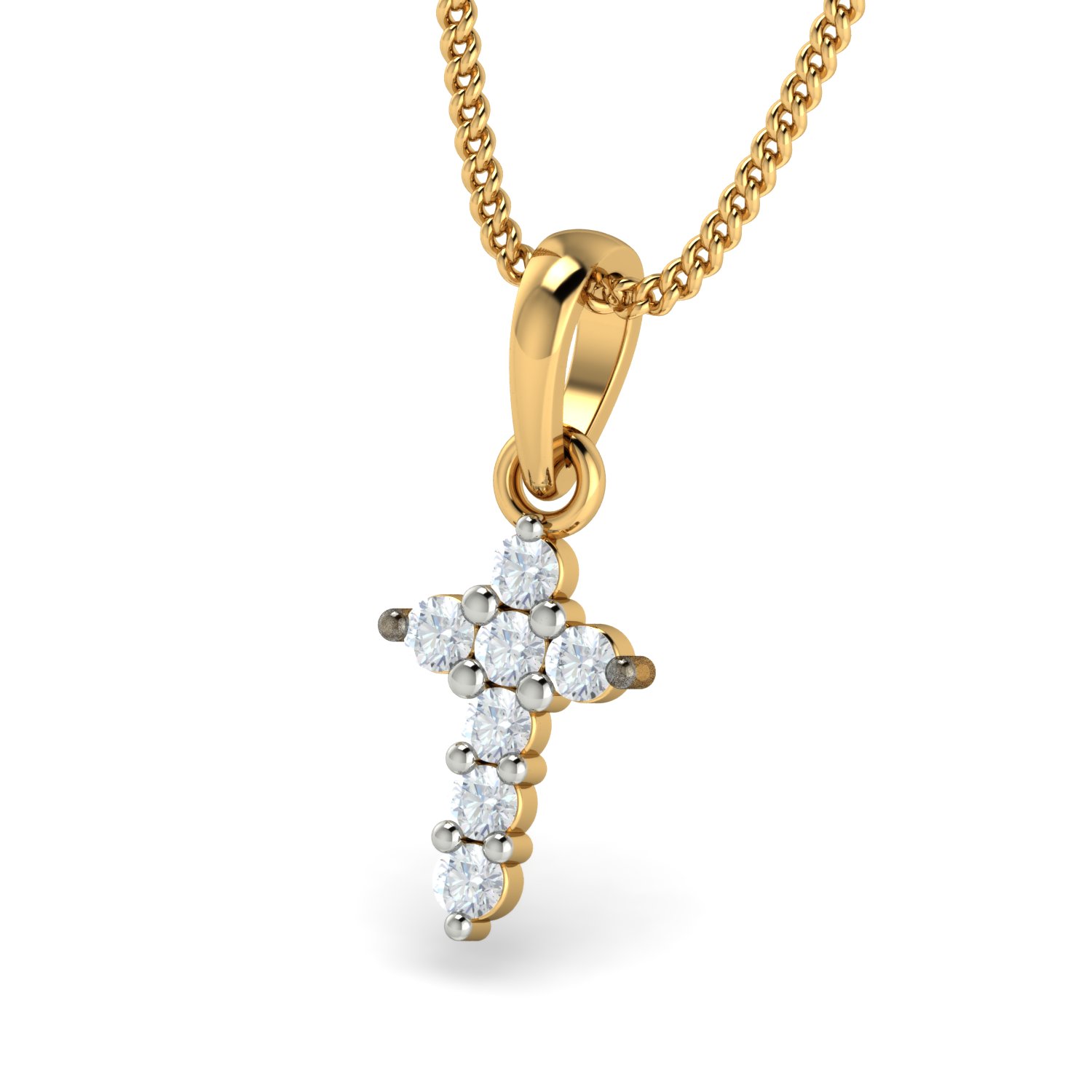 Lace Cross Diamond Necklace, Black, Rose Gold, 16.5