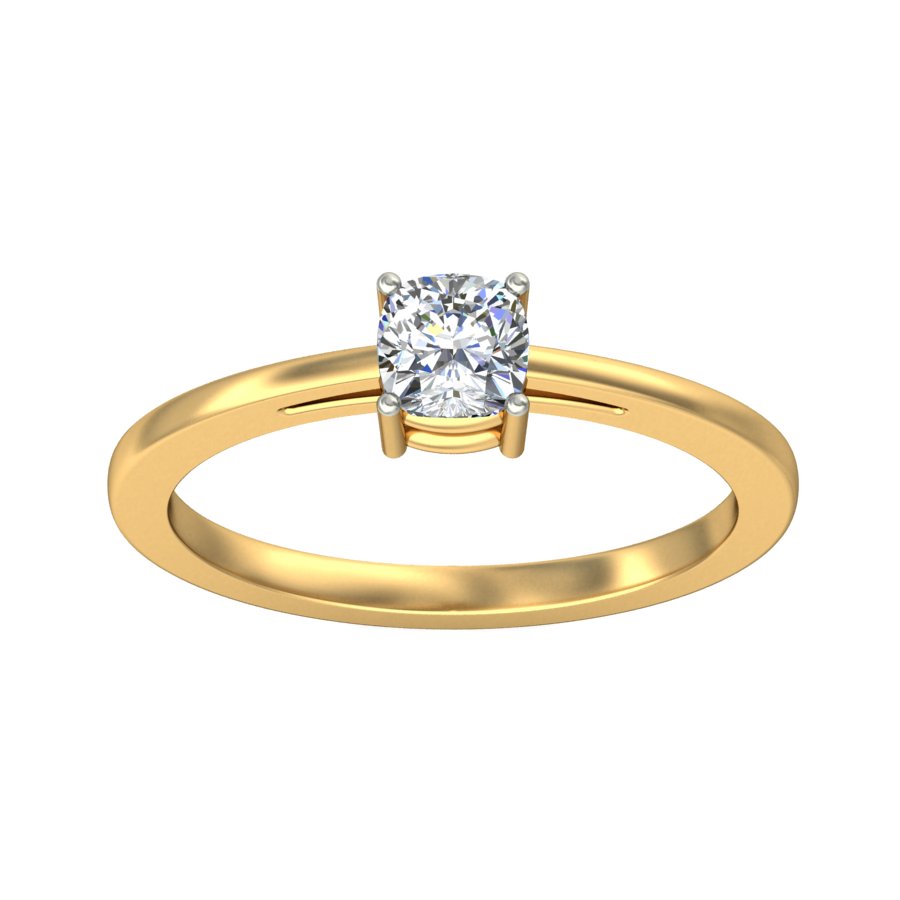 Pavé Emerald Cut Solitaire Diamond Ring in Yellow, Rose or White Gold