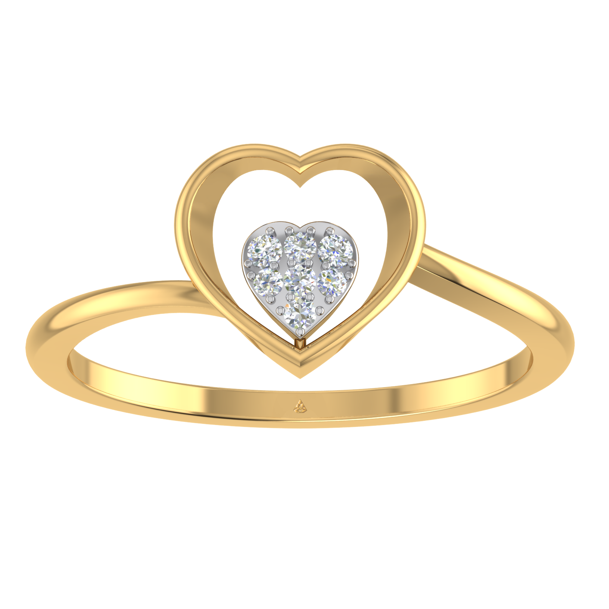 Heart Shaped Diamond Solid Gold Beaded Ring| Gold Diamond Ring Design –  victorfinejewelry