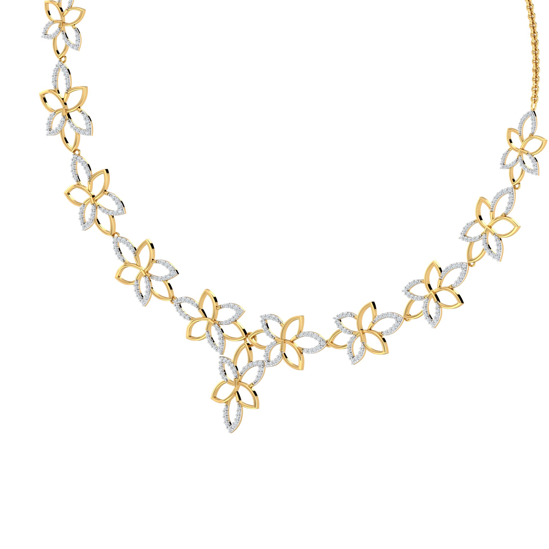 Fancy Diamond Flower Necklace 1983-43 | Grants Jewelry