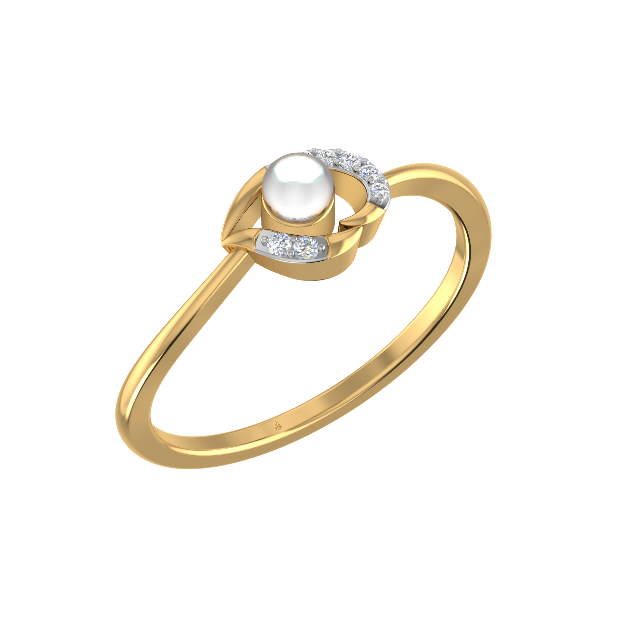 PEARL DIAMOND COCKTAIL RING 14k YELLOW GOLD ESTATE NATURAL BYPASS  ANNIVERSARY