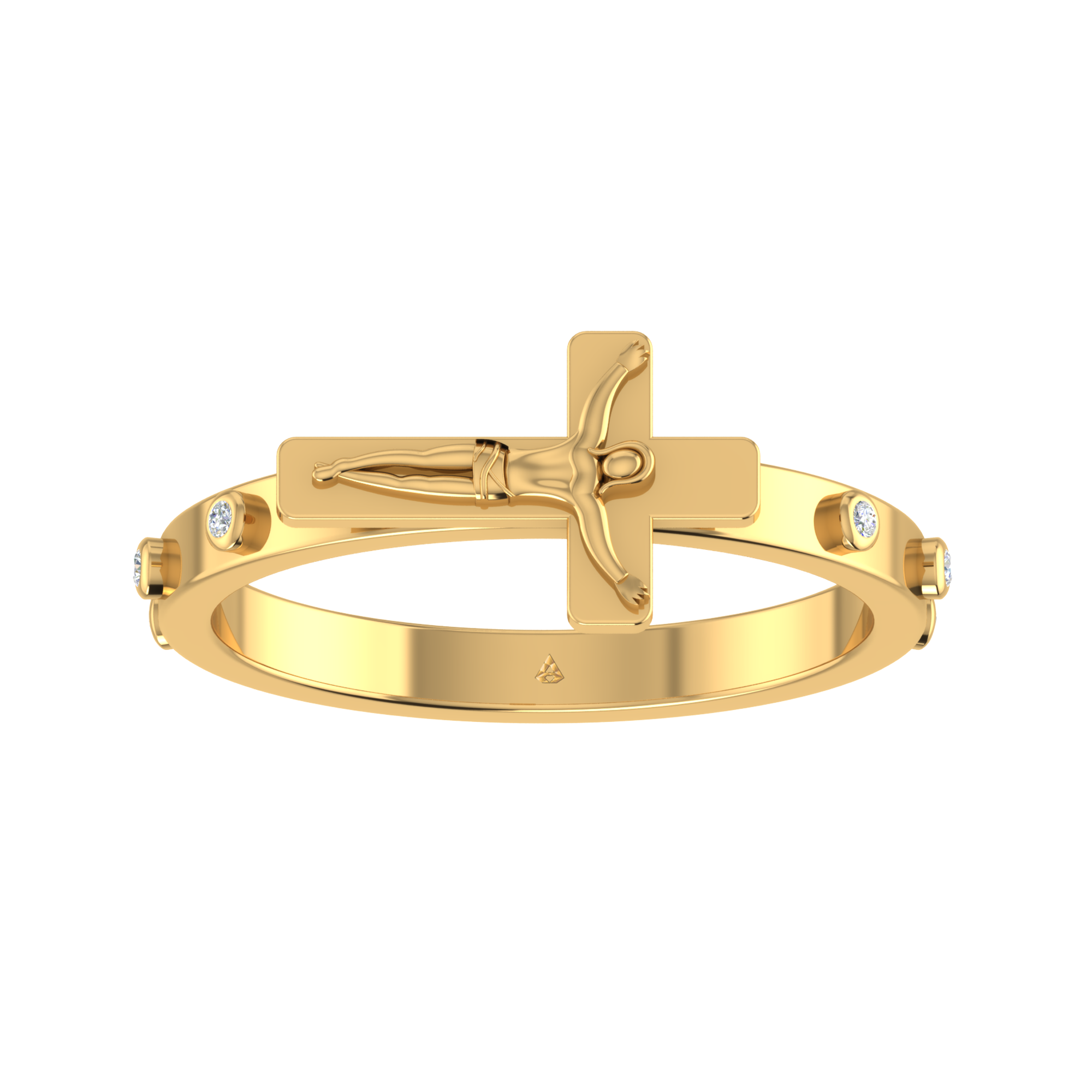 Rosary Ring With Mary On Oval Medium Gold | Online Christian Supplies Shop